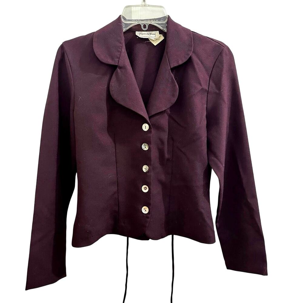 Vintage 90’s Especially Yours Maroon Purple Brown Buttonup Blazer Jacket Tieback